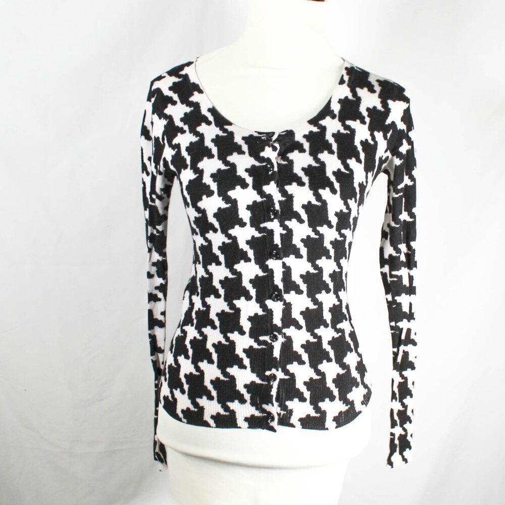 Black & White Houndstooth Cardigan Jawbreaker Style 2000s Y2K JRS SM